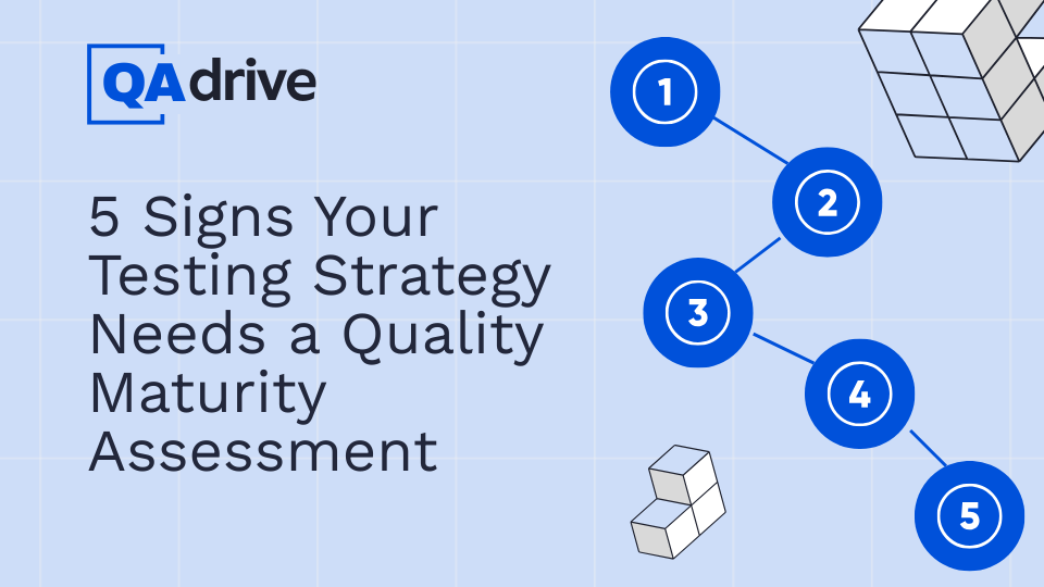 5 Signs Your Testing Strategy Needs a Quality Maturity Assessment blog feature image with QAdrive logo and numbered sequence illustration