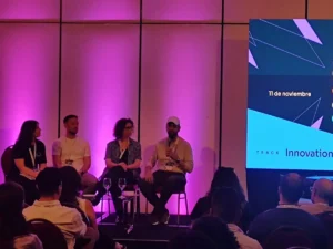 Moderator and panelists speaking during the Quality Sense Conf 2025 panel on how to sell testing solutions.